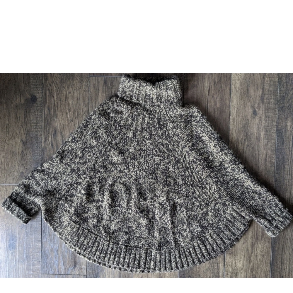 Michael Kors Cable Knit Turtleneck Poncho Sweater Womens Medium Tan Brown Chunk - Picture 11 of 12